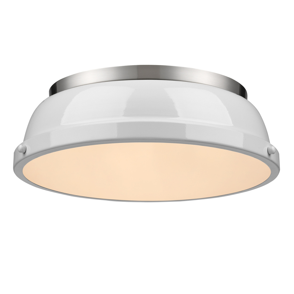 Yep by Golden Lighting Duncan 2-light Flush Mount in Pewter and White shade